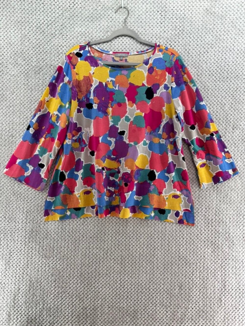Habitat Top Womens M Pink Blue Abstract Art to Wear Boat Neck